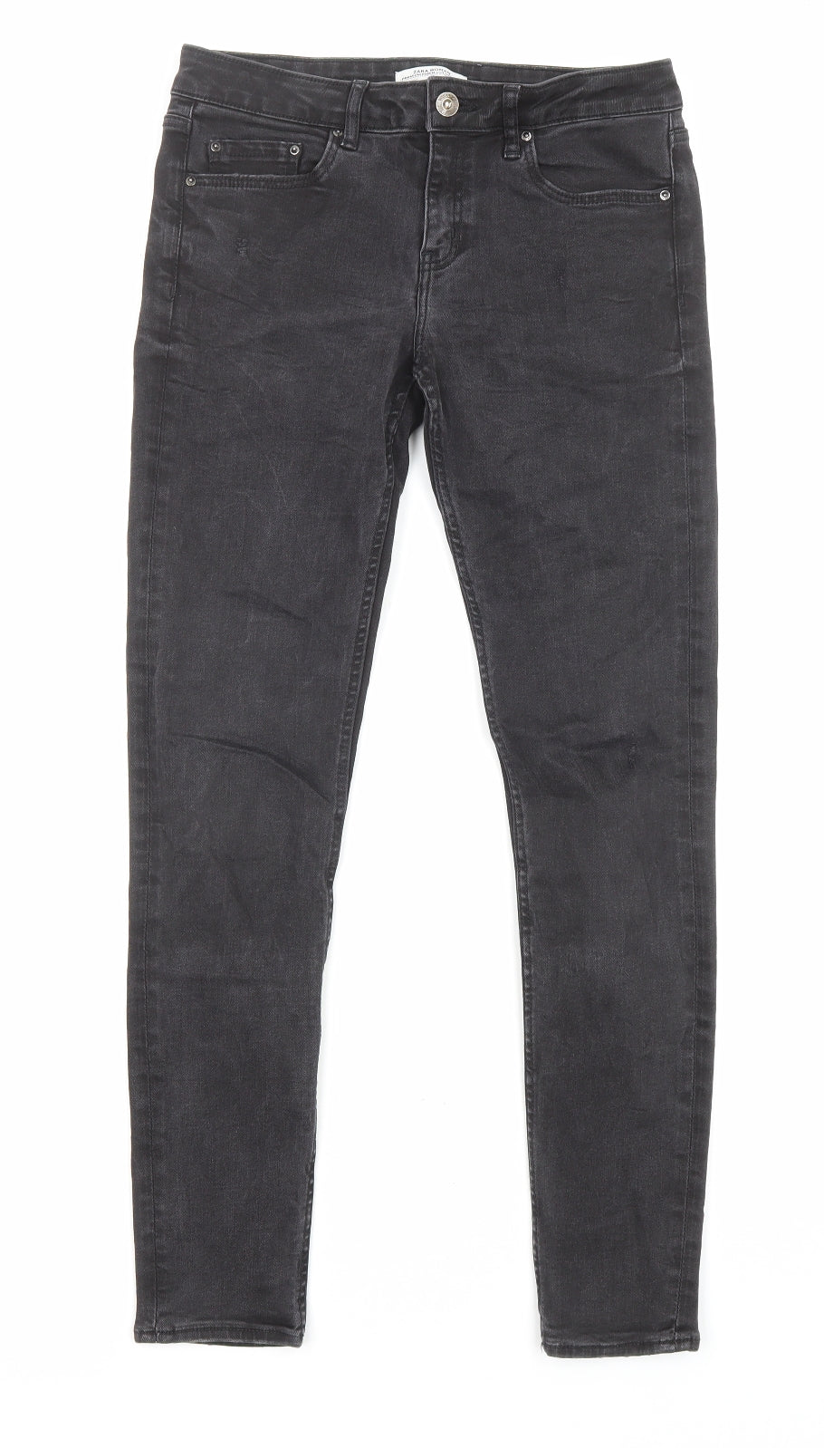 Zara Womens Black Cotton Skinny Jeans Size 8 L27 in Regular Zip - Pockets