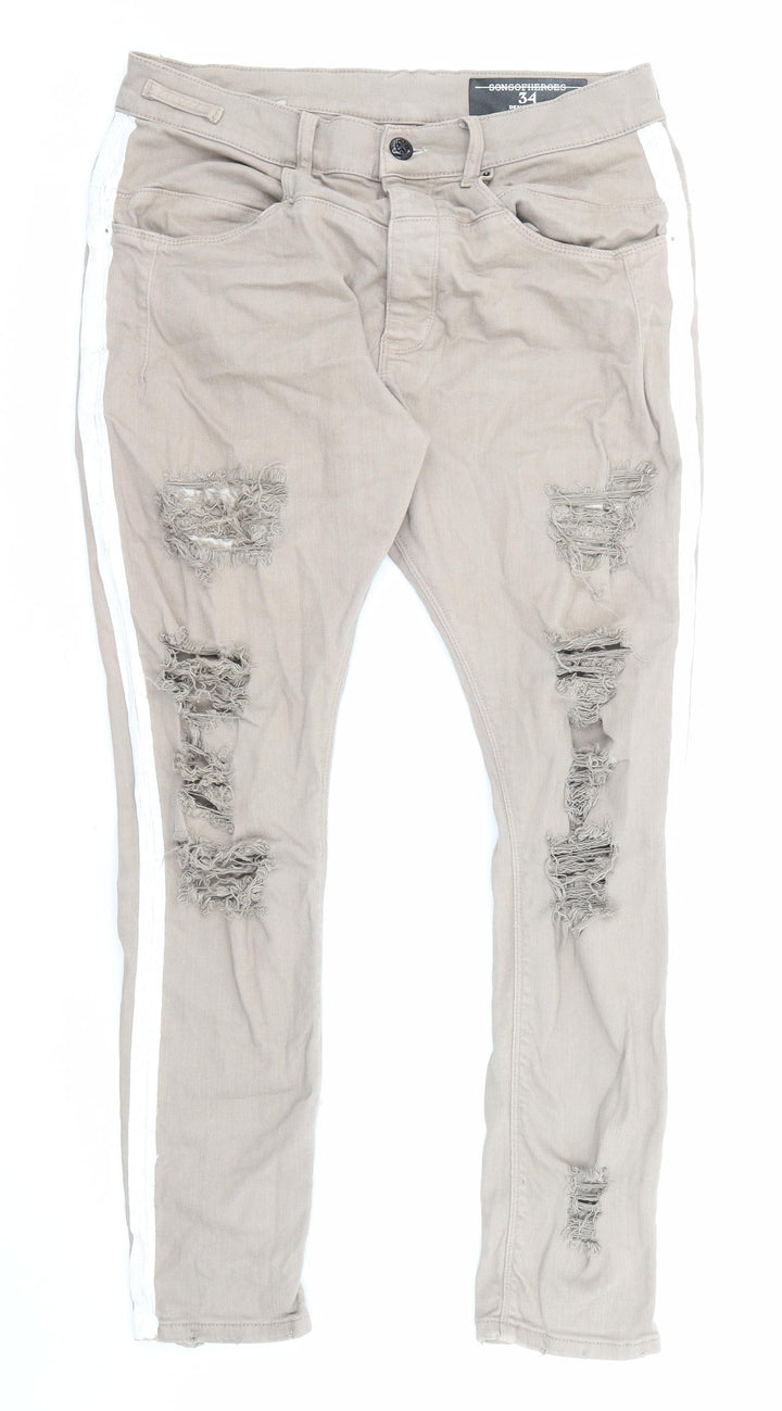 Sons Of Heroes Womens Beige Cotton Straight Jeans Size 31 in L26 in Regular Zip - Pockets