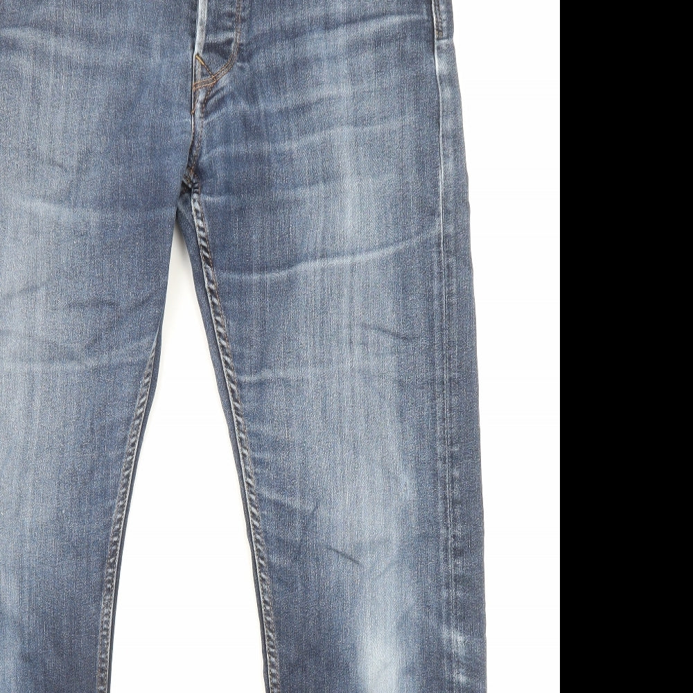 Lee Mens Blue Cotton Straight Jeans Size 34 in L32 in Regular Zip - Pockets