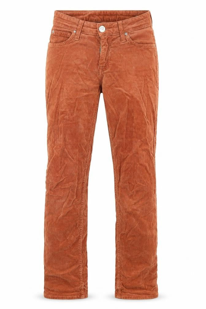 Lee Womens Orange Cotton Trousers Size 25 L31 in Regular Zip