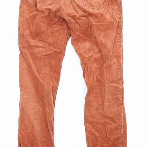 Lee Womens Orange Cotton Trousers Size 25 L31 in Regular Zip