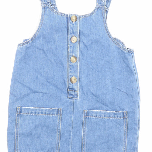 Nutmeg Girls Blue Cotton Playsuit One-Piece Size 11-12 Years Button