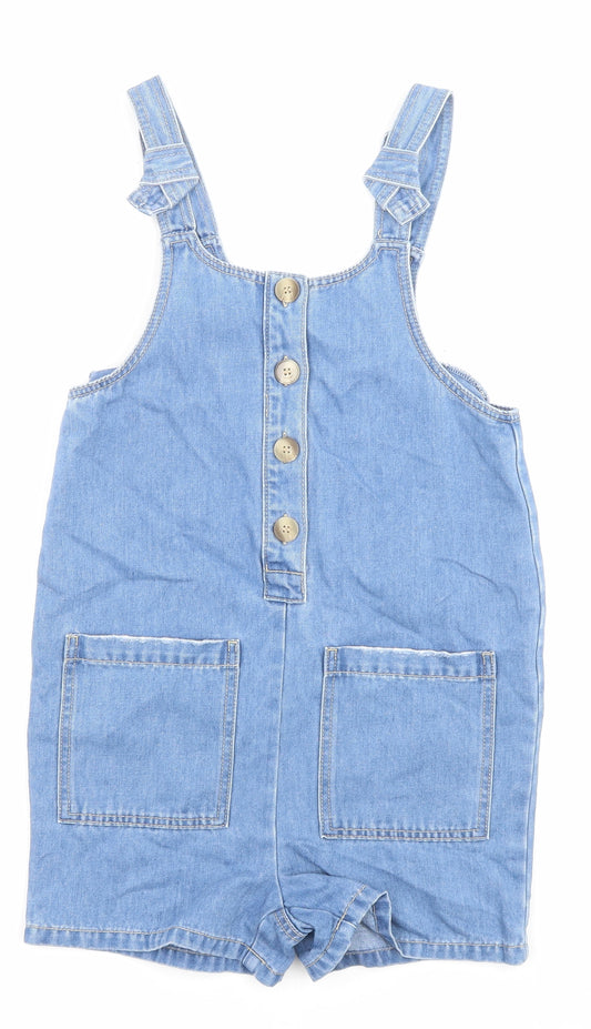 Nutmeg Girls Blue Cotton Playsuit One-Piece Size 11-12 Years Button