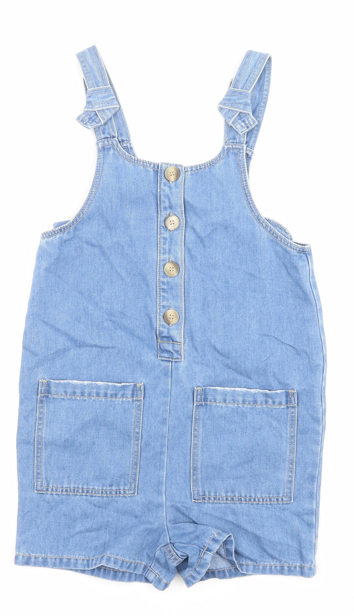 Nutmeg Girls Blue Cotton Playsuit One-Piece Size 11-12 Years Button