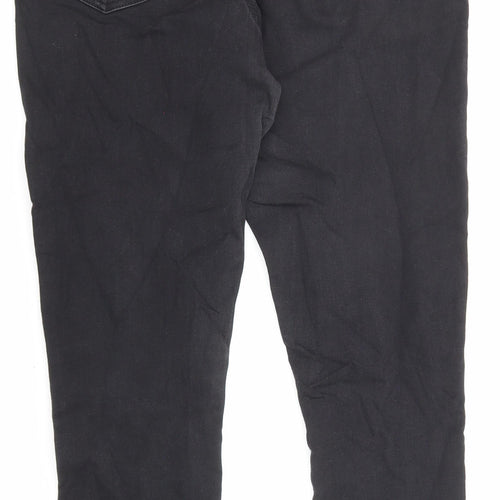 F&F Womens Black Cotton Straight Jeans Size 14 L28 in Regular Zip