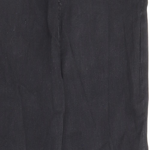 F&F Womens Black Cotton Straight Jeans Size 14 L28 in Regular Zip
