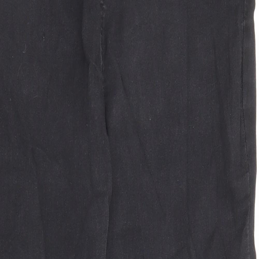 F&F Womens Black Cotton Straight Jeans Size 14 L28 in Regular Zip