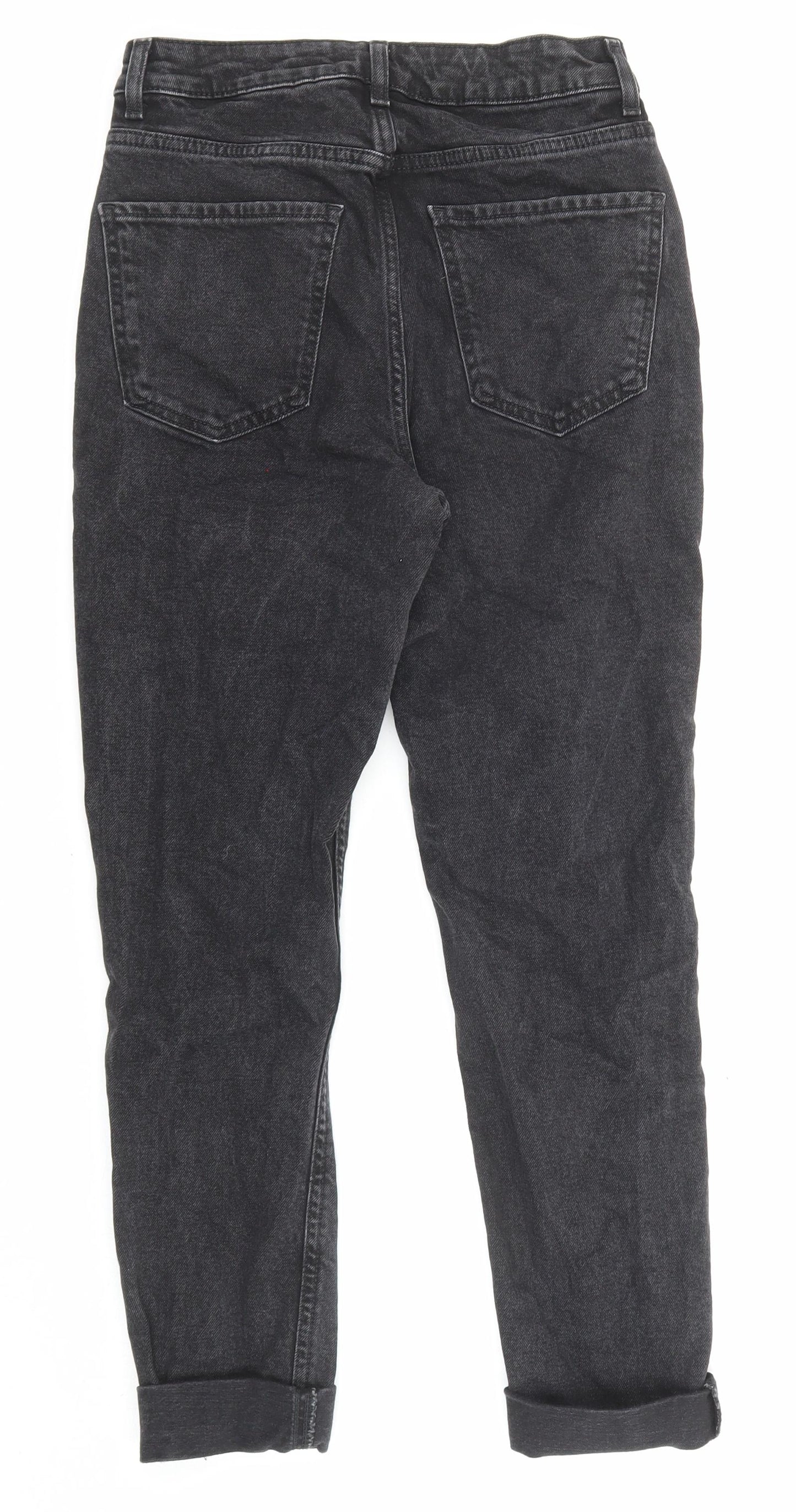 New Look Girls Black Cotton Straight Jeans Size 13 Years L24 in Regular Zip - Pockets, Distressed