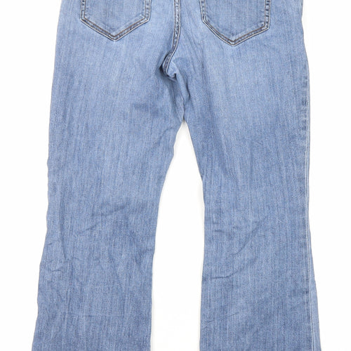Lands' End Womens Blue Cotton Bootcut Jeans Size 12 L26 in Regular Zip - Pockets