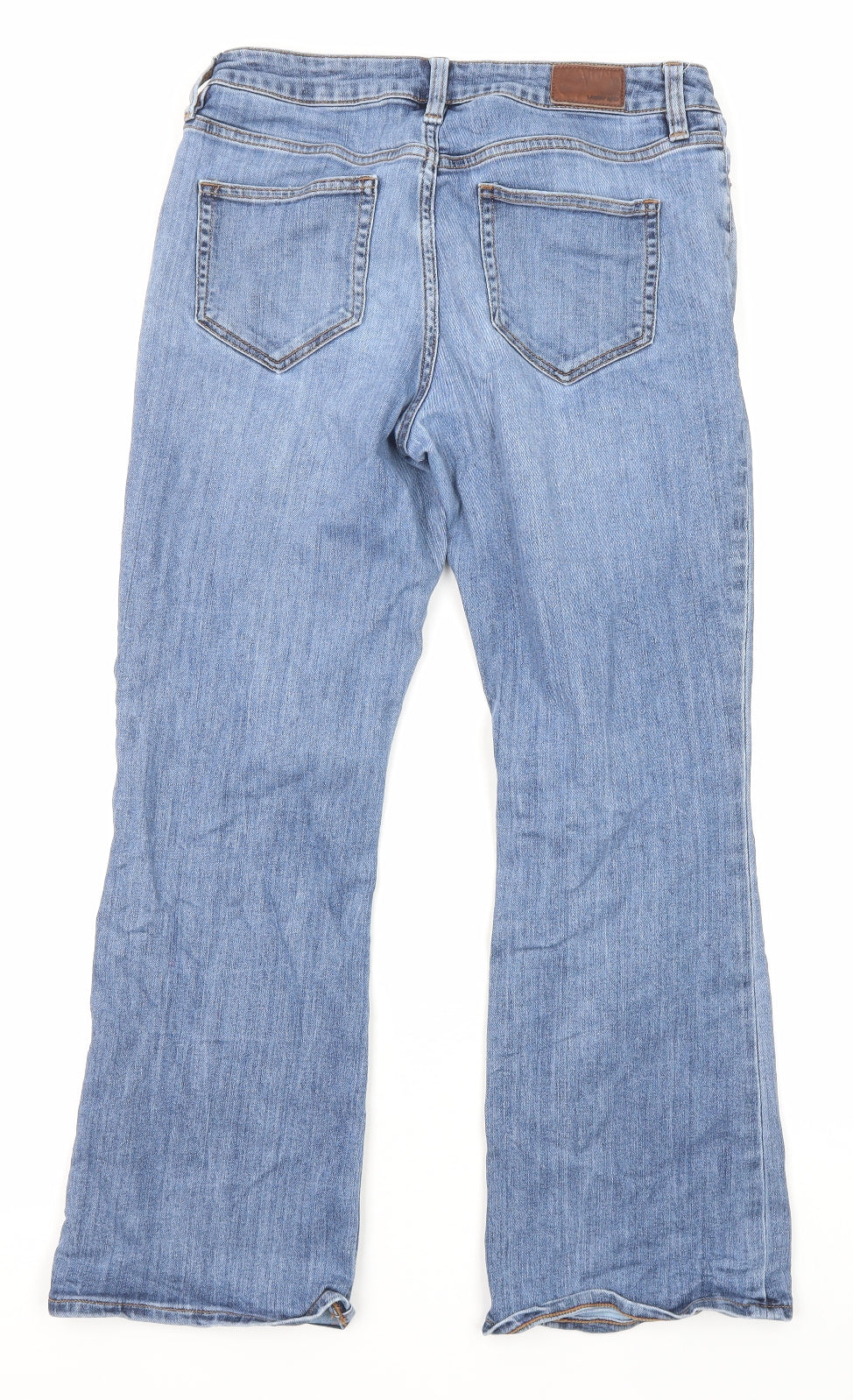 Lands' End Womens Blue Cotton Bootcut Jeans Size 12 L26 in Regular Zip - Pockets
