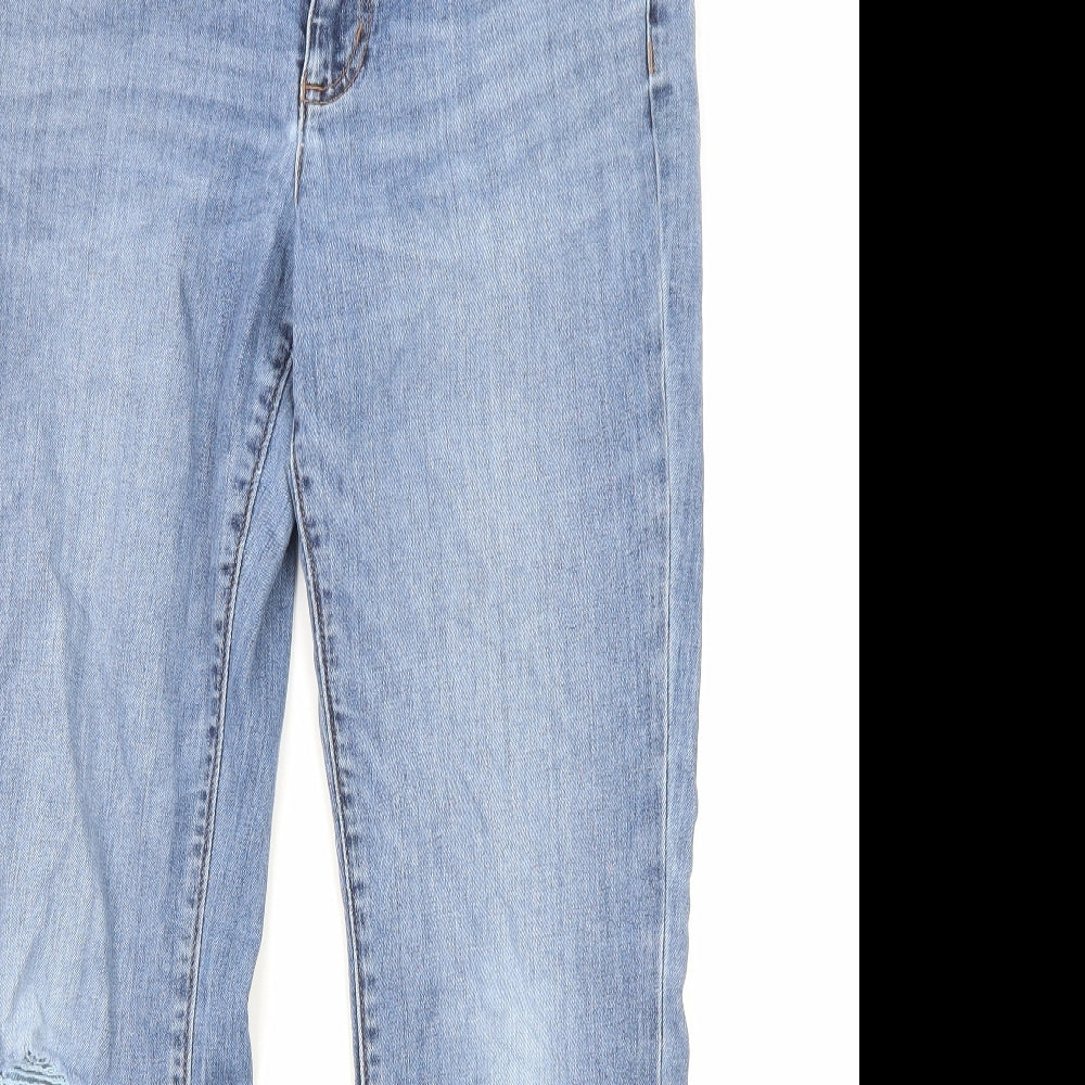 Lands' End Womens Blue Cotton Bootcut Jeans Size 12 L26 in Regular Zip - Pockets