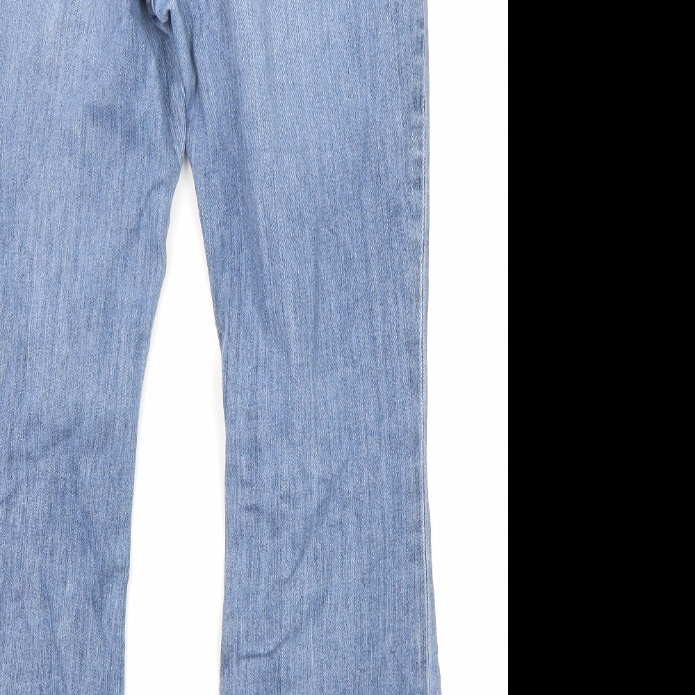 Lands' End Womens Blue Cotton Bootcut Jeans Size 12 L26 in Regular Zip - Pockets