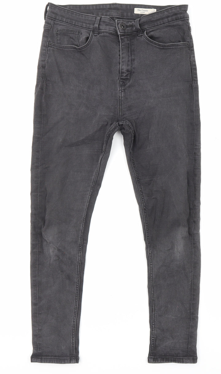 Marks and Spencer Womens Black Cotton Skinny Jeans Size 12 L25 in Regular Zip - Pockets