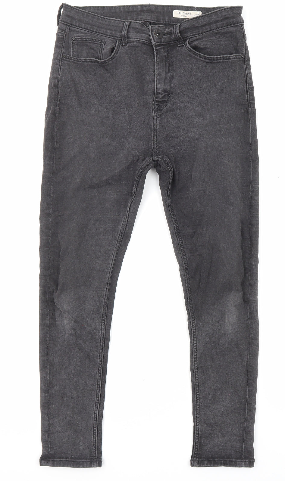 Marks and Spencer Womens Black Cotton Skinny Jeans Size 12 L25 in Regular Zip - Pockets