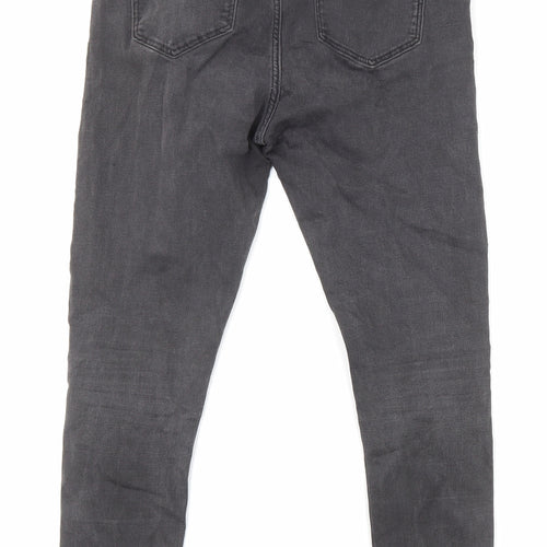 Marks and Spencer Womens Black Cotton Skinny Jeans Size 12 L25 in Regular Zip - Pockets