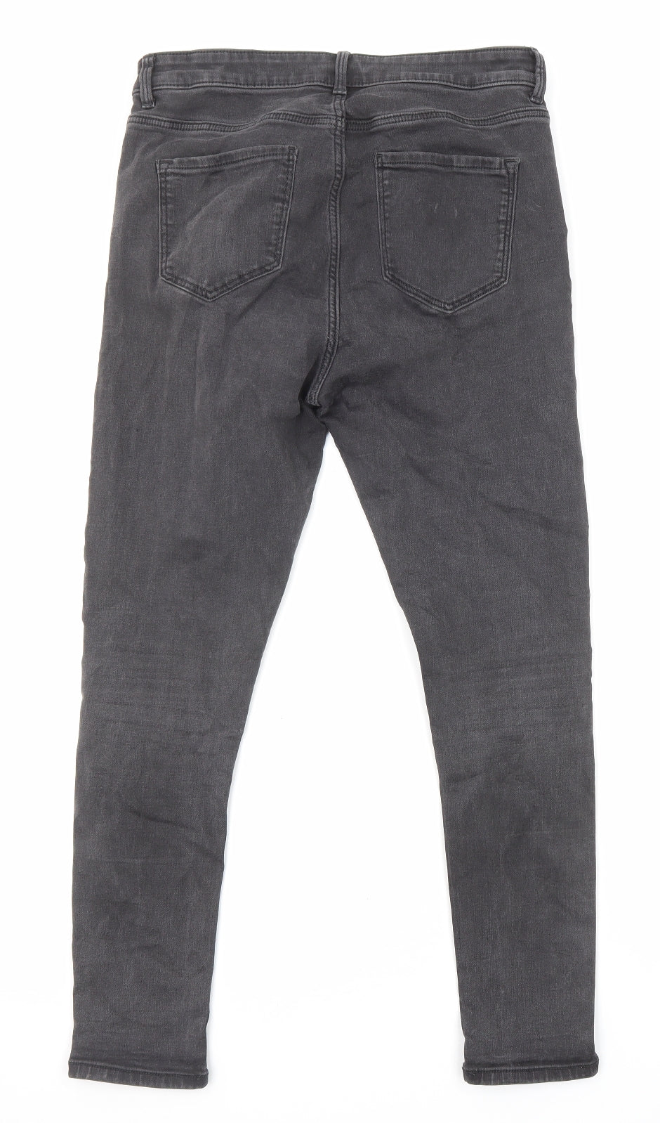 Marks and Spencer Womens Black Cotton Skinny Jeans Size 12 L25 in Regular Zip - Pockets