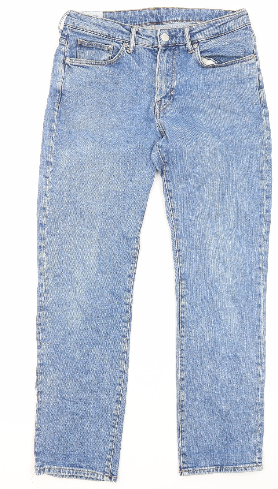 H&M Mens Blue Cotton Straight Jeans Size 31 in L32 in Regular Zip - Pockets
