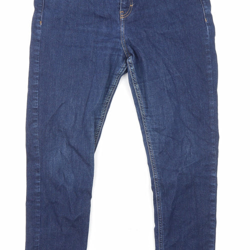Topshop Womens Blue Cotton Skinny Jeans Size 32 in L33 in Regular Zip - Pockets
