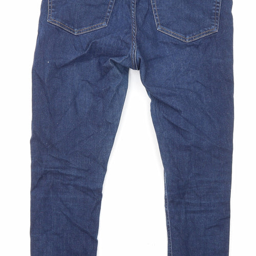 Topshop Womens Blue Cotton Skinny Jeans Size 32 in L33 in Regular Zip - Pockets