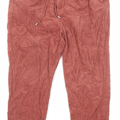 Autonomy Womens Red Cotton Trousers Size L L25 in Regular Zip - Pockets