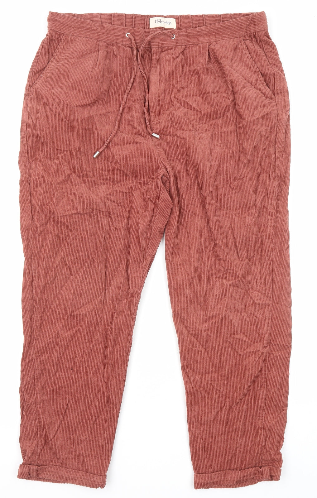 Autonomy Womens Red Cotton Trousers Size L L25 in Regular Zip - Pockets