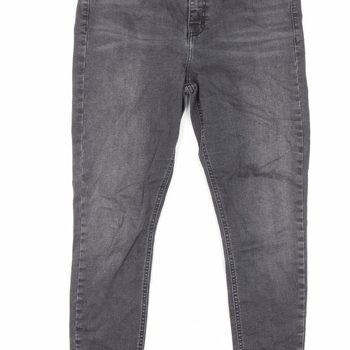 Topshop Womens Black Cotton Straight Jeans Size 32 in L30 in Regular Zip - Pockets