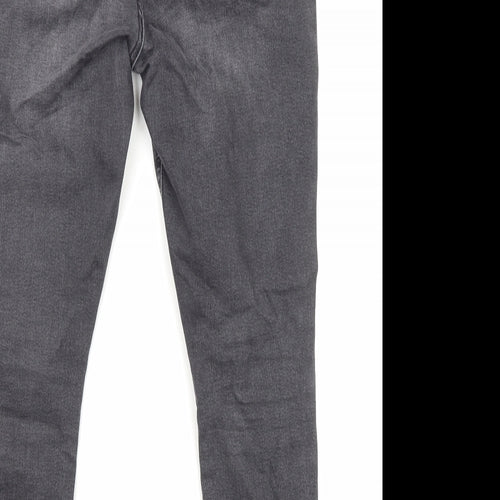 Topshop Womens Black Cotton Straight Jeans Size 32 in L30 in Regular Zip - Pockets