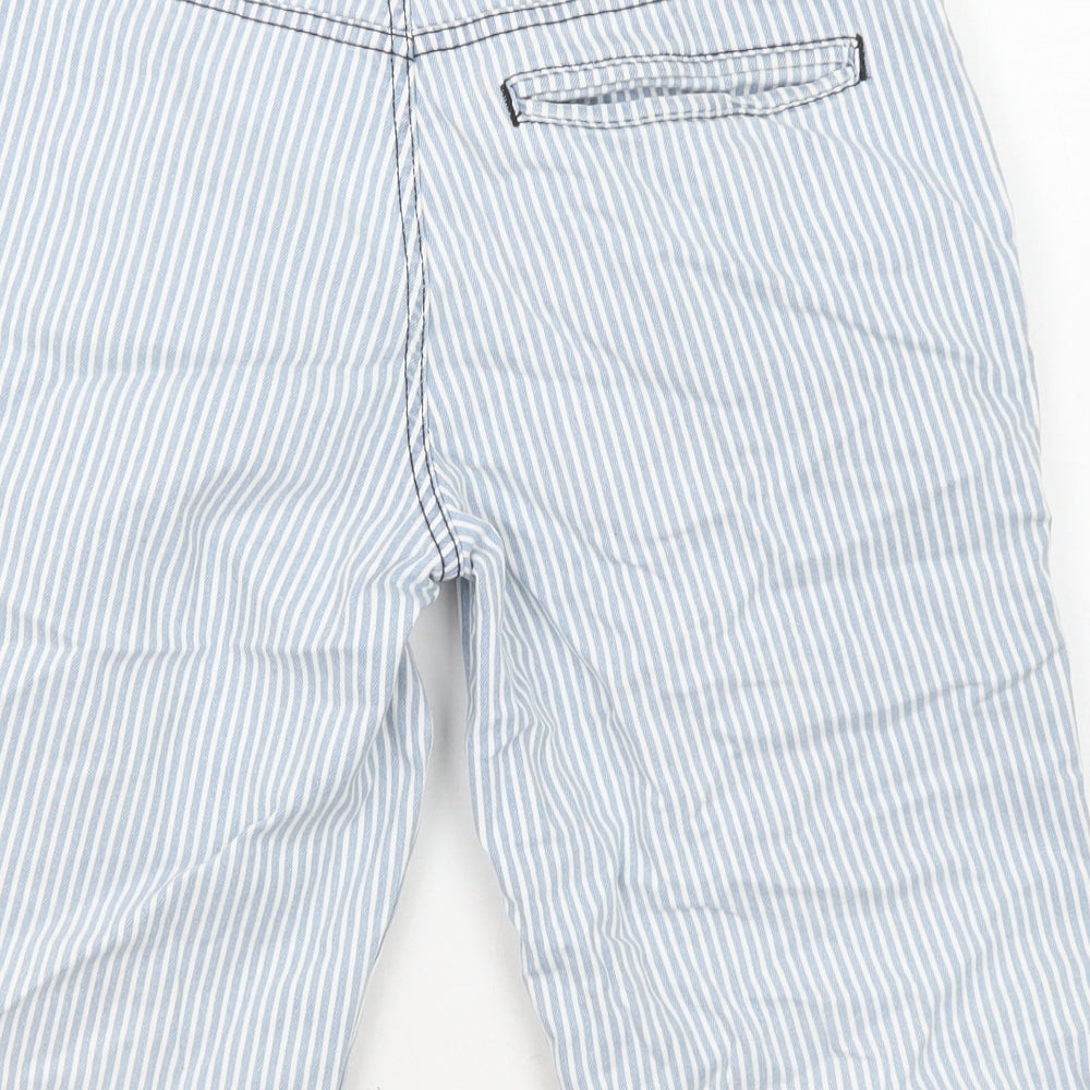 TU Womens Blue Striped Cotton Basic Shorts Size 10 L13 in Regular Zip - Pockets