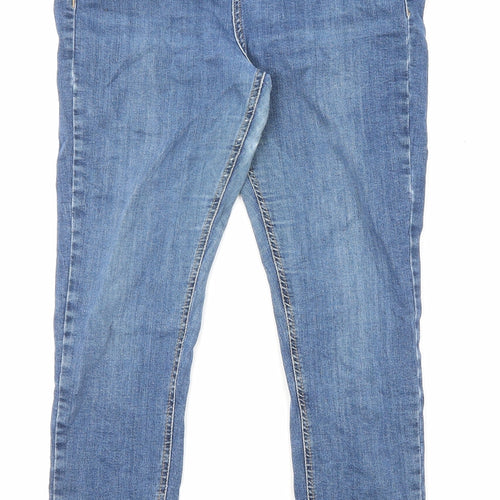 Topshop Womens Blue Cotton Skinny Jeans Size 32 in L30 in Regular Zip - Pockets