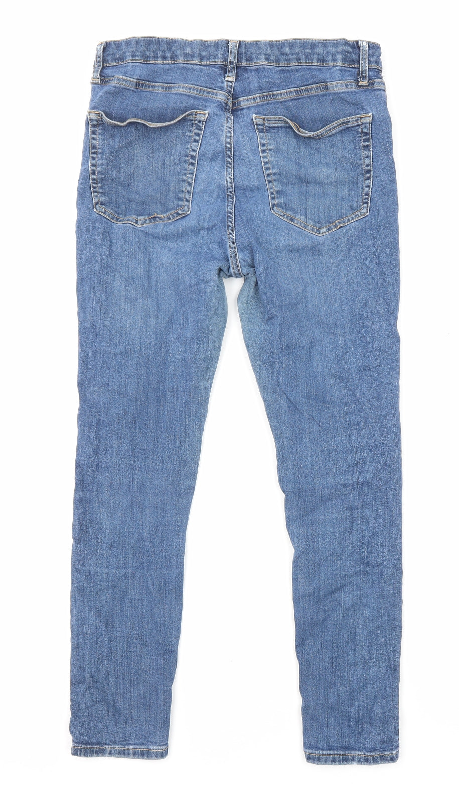 Topshop Womens Blue Cotton Skinny Jeans Size 32 in L30 in Regular Zip - Pockets