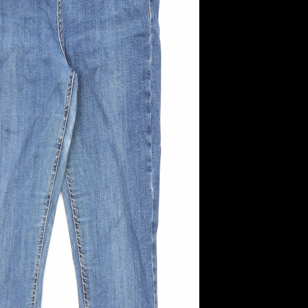 Topshop Womens Blue Cotton Skinny Jeans Size 32 in L30 in Regular Zip - Pockets