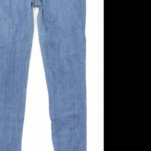 Topshop Womens Blue Cotton Skinny Jeans Size 32 in L30 in Regular Zip - Pockets