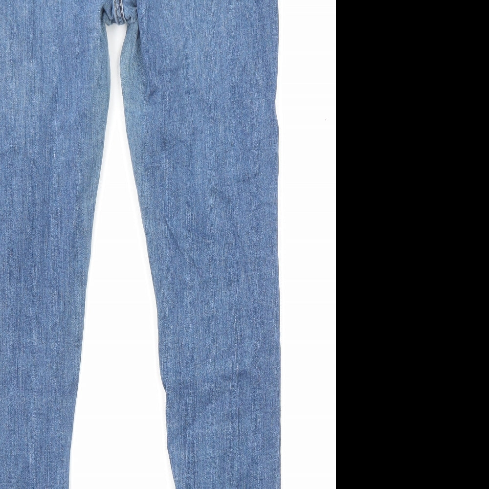 Topshop Womens Blue Cotton Skinny Jeans Size 32 in L30 in Regular Zip - Pockets