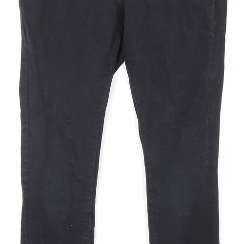 NEXT Womens Black Cotton Skinny Jeans Size 12 L24 in Regular Zip - Pockets