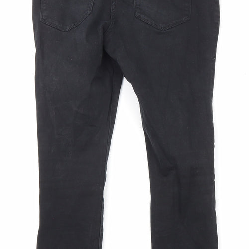 NEXT Womens Black Cotton Skinny Jeans Size 12 L24 in Regular Zip - Pockets