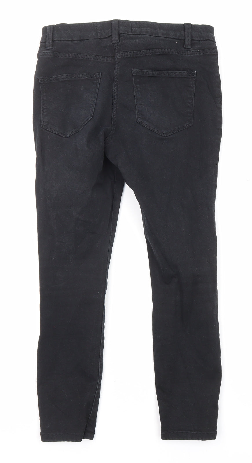 NEXT Womens Black Cotton Skinny Jeans Size 12 L24 in Regular Zip - Pockets