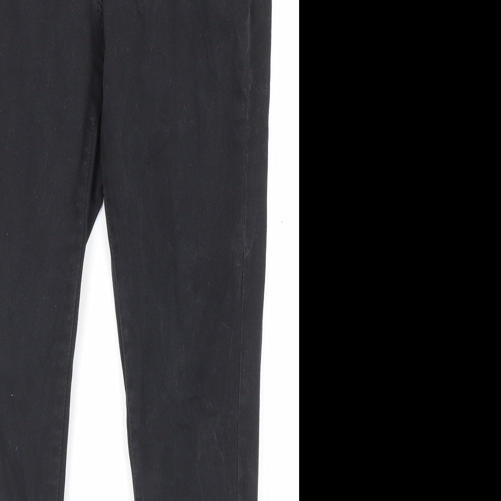 NEXT Womens Black Cotton Skinny Jeans Size 12 L24 in Regular Zip - Pockets