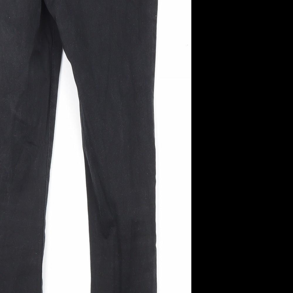 NEXT Womens Black Cotton Skinny Jeans Size 12 L24 in Regular Zip - Pockets
