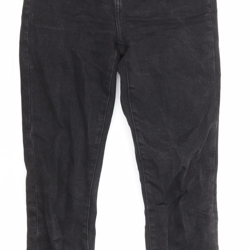 Denim & Co. Womens Black Cotton Straight Jeans Size 6 L24 in Regular Zip - Pockets