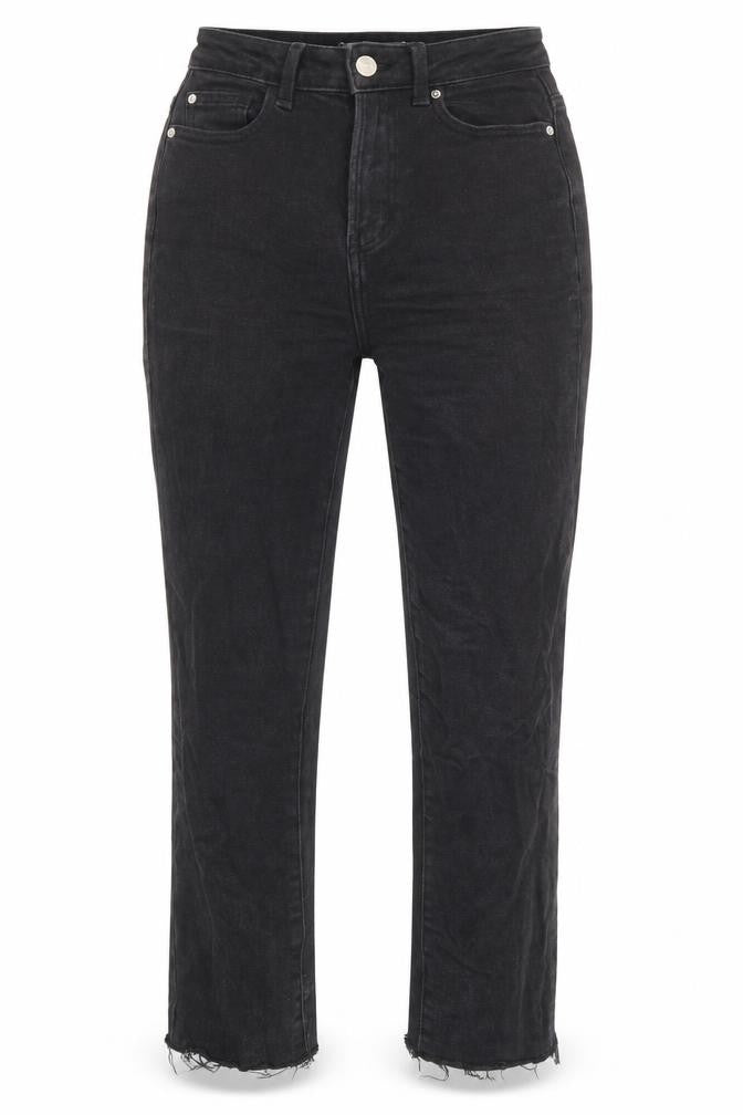Denim & Co. Womens Black Cotton Straight Jeans Size 6 L24 in Regular Zip - Pockets