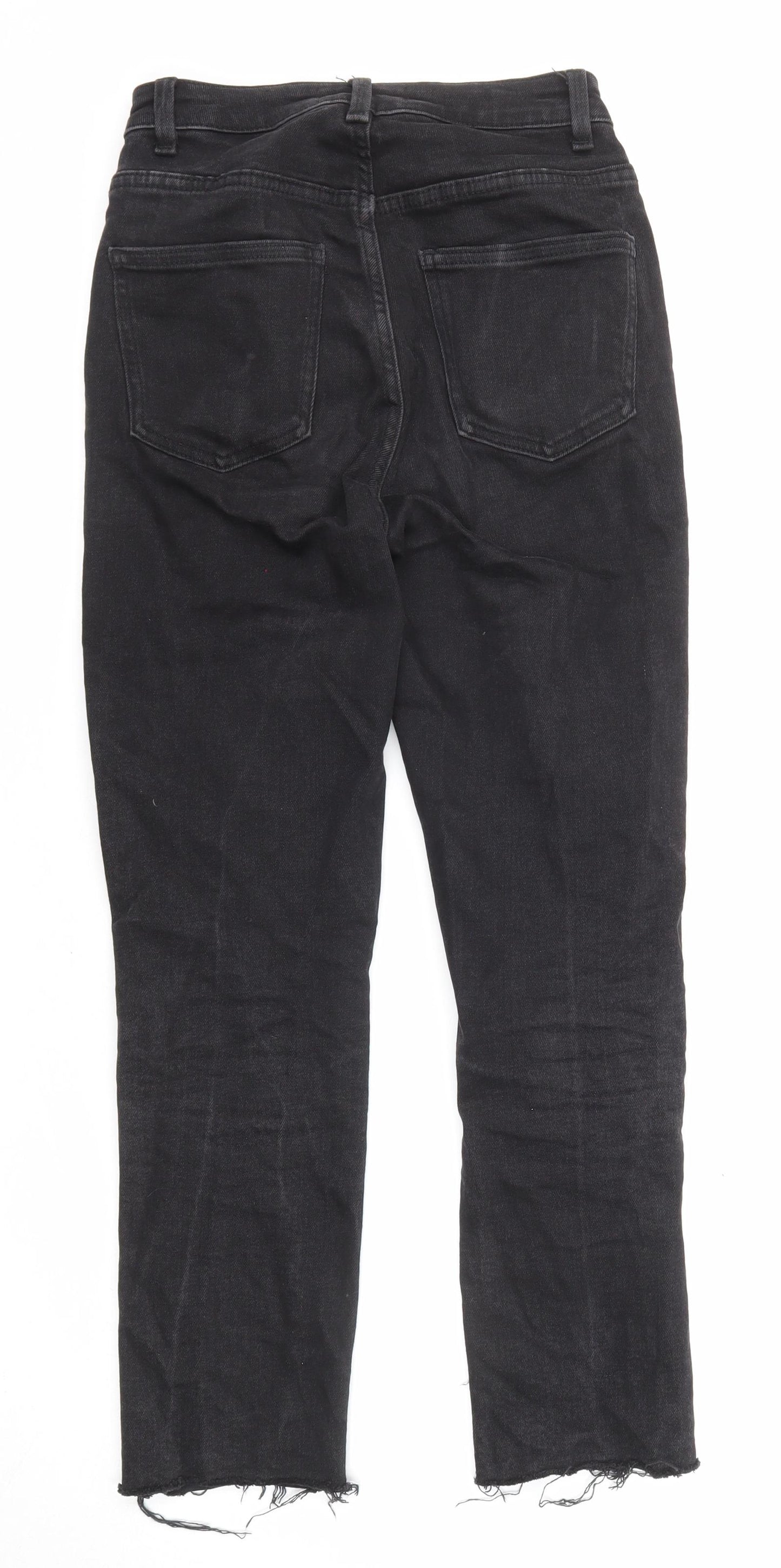 Denim & Co. Womens Black Cotton Straight Jeans Size 6 L24 in Regular Zip - Pockets