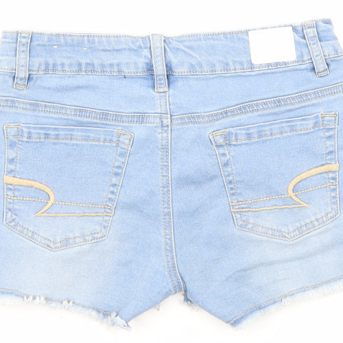 American Eagle Outfitters Girls Blue Cotton Boyfriend Shorts Size 14 Years Regular Zip - Pockets