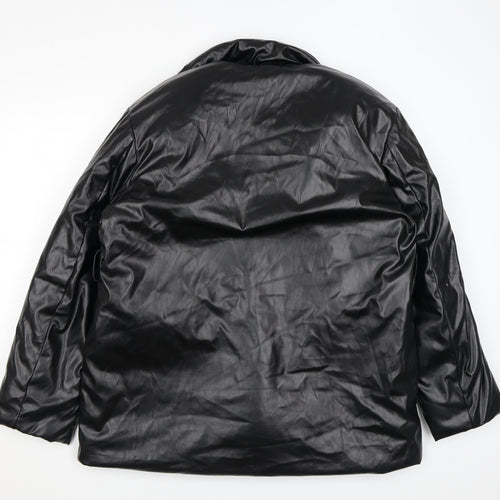 PRETTYLITTLETHING Womens Black Puffer Jacket Coat Size 10 Snap