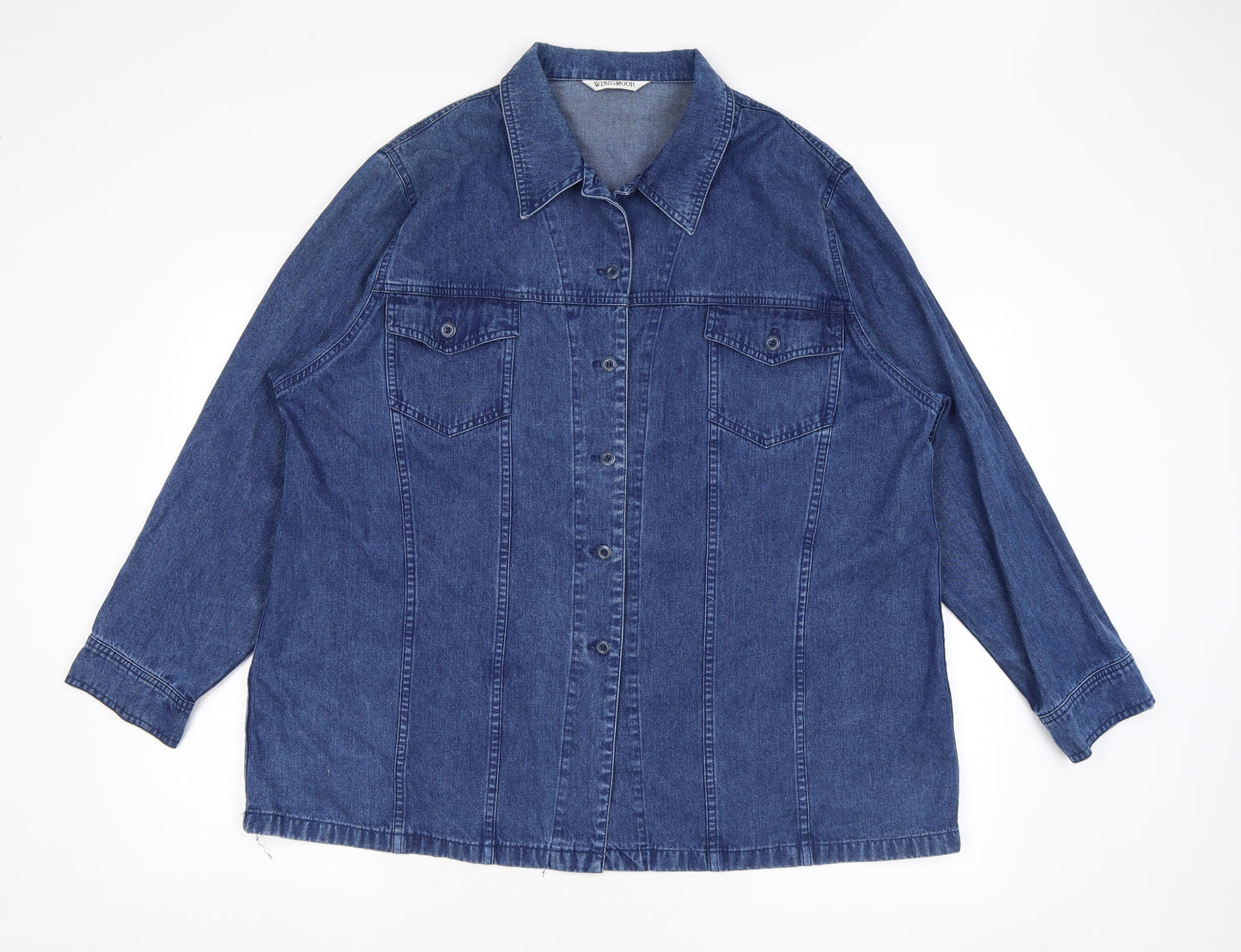 Windsmoor Womens Blue Lyocell Basic Button-Up Size 20 Collared