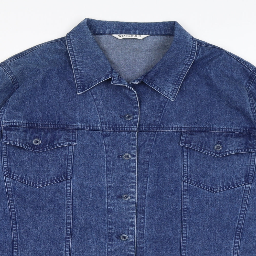 Windsmoor Womens Blue Lyocell Basic Button-Up Size 20 Collared