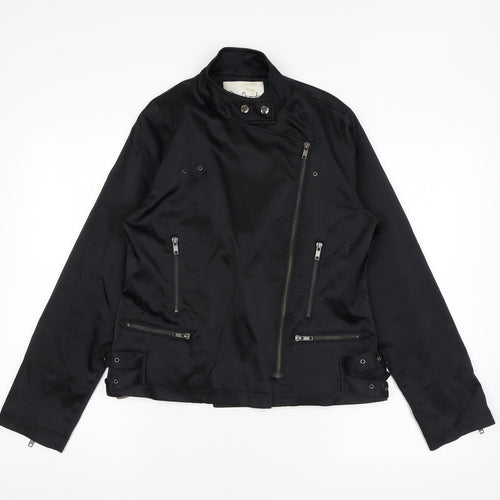 Pure Original Womens Black Biker Jacket Size 14 Zip
