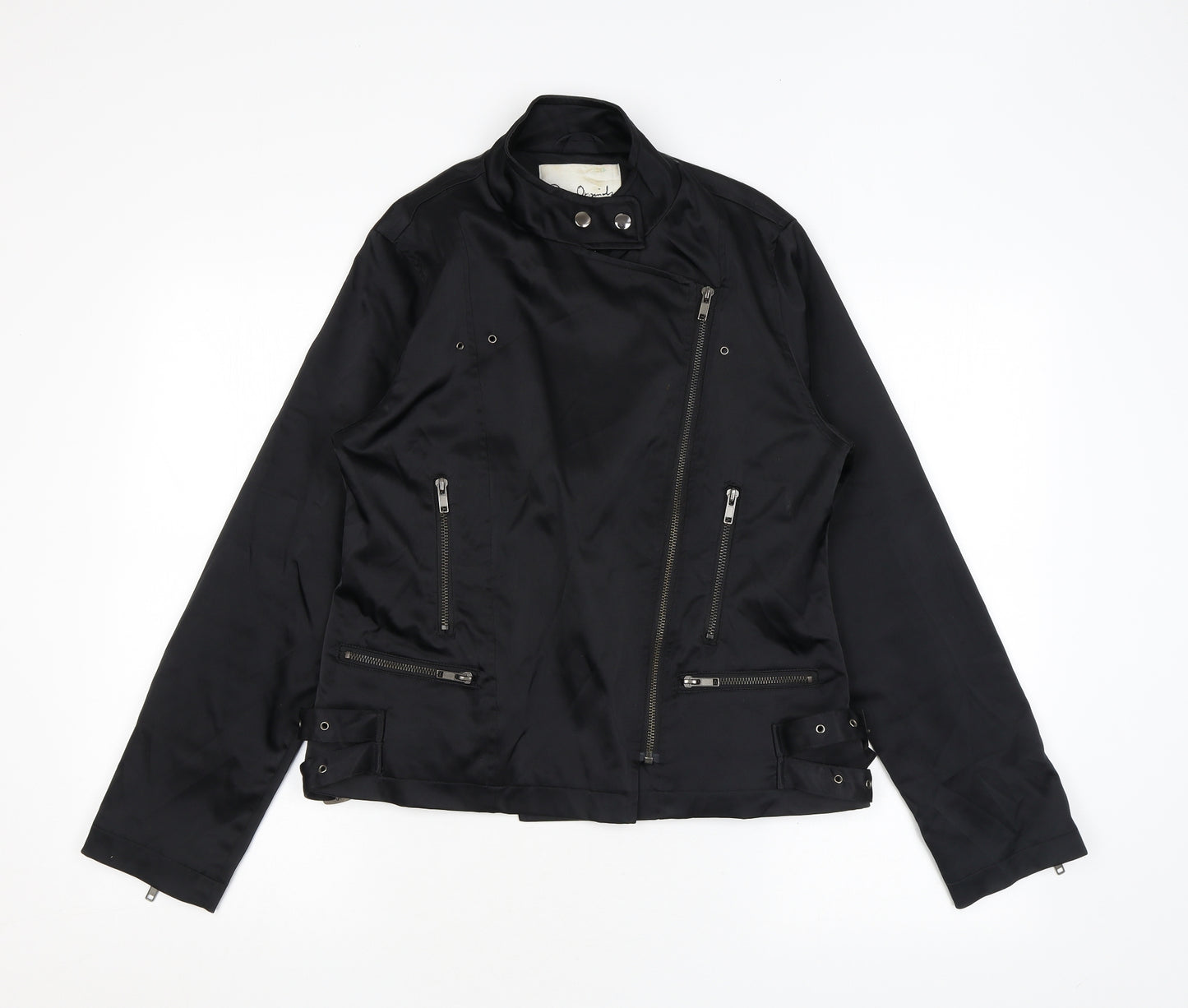 Pure Original Womens Black Biker Jacket Size 14 Zip