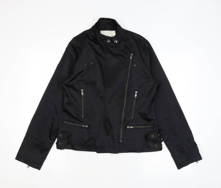 Pure Original Womens Black Biker Jacket Size 14 Zip