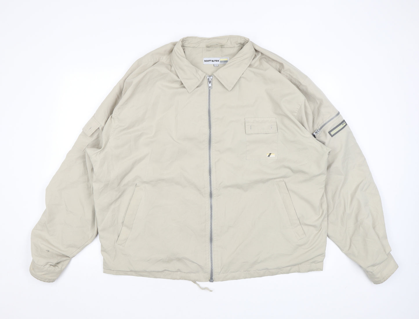 Scott & Fox Mens Beige Jacket Coat Size L Zip