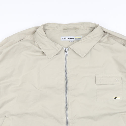 Scott & Fox Mens Beige Jacket Coat Size L Zip